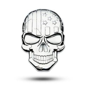 Crâne de diable tridimensionnel Sticker de voitures en métal (argent) SH803S611-20