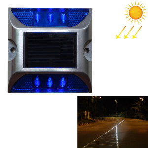 Lumière de décélération de route de lumière de guidage de voiture de lumière de goujon de route carré solaire, Version constamment lumineuse (bleu) SH811L351-20