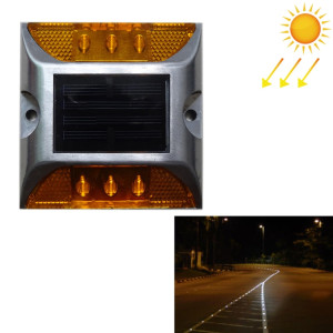 Lumière de décélération de route de lumière de guidage de voiture de lumière de goujon de route carré solaire, Version constamment lumineuse (jaune) SH811Y69-20