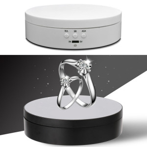 13.8 cm USB charge Smart 360 degrés rotatif plateau d'affichage présentoir vidéo accessoires de prise de vue plateau tournant pour la photographie, charge 3 kg (blanc) SH942W78-20
