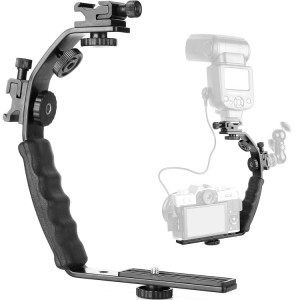 Support de caméra en aluminium avec support de flash en forme de L (noir) SH213B1593-20