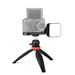 Yelangu Knangle CL9-A Caméra Kit de plaque de base L Caméra avec lampe à LED + trépied + tête à bille pour canon G7X2 / G7X3 (Noir) SY388B1218-20