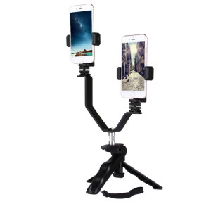 Kits de support de trépied pliant avec poignée de support de diffusion en direct pour smartphone avec 2x clips de téléphone, Pour iPhone, Galaxy, Huawei, Xiaomi, HTC, Sony, Google et autres smartphones SH26301371-20
