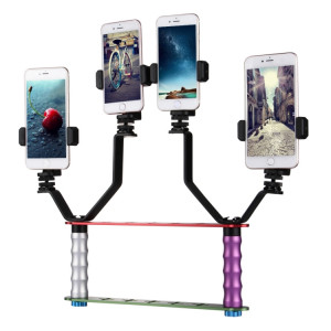 Support de diffusion en direct pour smartphone Kits de montage pour selfie à main double avec 2 supports en V + 3 clips de téléphone, Pour iPhone, Galaxy, Huawei, Xiaomi, HTC, Sony, Google et autres smartphones SH2633678-20