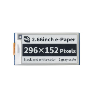 Waveeshare 2.66 pouces 296 x 152 Module d'affichage en ligne électronique noir / blanc noir / blanc pour la framboise Pi Pico, interface SPI SW01841241-20