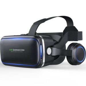 VR SHINECON G04E lunettes vidéo 3D de réalité virtuelle adaptées aux smartphones 3,5 pouces 6,0 pouces avec casque HiFi (noir) SH042B1054-20