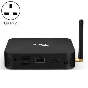 TX6 HD TV Boîte Media Player, Android 7.1 / 9.0, Allwinner H6, jusqu'à 1,5 GHz, ARM-CORE CORTEX-A53, 2GB + 16 Go, Support Bluetooth, WiFi, RJ45, Fiche UK SH63UK1895-20