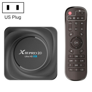 X88 PRO 20 4K Smart TV Box Android 11,0 Media Player avec télécommande infrarouge, RK3566 Quad Core 64bit Cortex-A55 jusqu'à 1,8 GHz, RAM: 8 Go, Rom: 128 Go, Support Dual Band Wifi, Bluetooth, Ethernet, Bluetooth, SH73US480-20