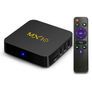 MX10 4K HD Smart TV Box avec télécommande, Android 8.1, RK3328 Quad-Core 64 bits Cortex-A53, 4 Go + 64 Go, carte SD de support, HDMI, LAN, AV, WiFi (noir) SH476B1212-20