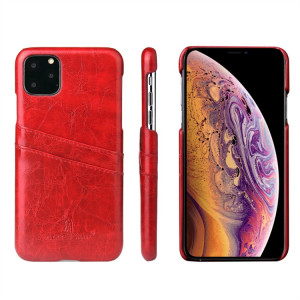 Fierre Shann Etui en cuir PU avec texture de cire et texture pour iPhone 11 Pro (rouge) SF301C1525-20