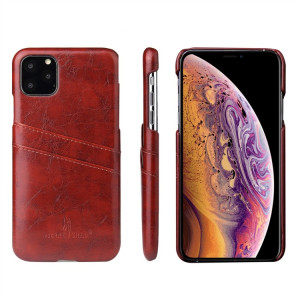 Fierre Shann Etui en cuir PU avec texture de cire et texture pour iPhone 11 Pro (Marron) SF301E1118-20