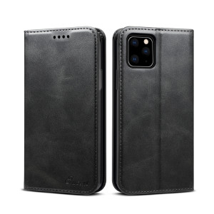 Etui à rabat horizontal en cuir texturé avec texture de mollet Suteni avec porte-cartes et porte-cartes pour iPhone 11 Pro Max (Noir) SH003A264-20