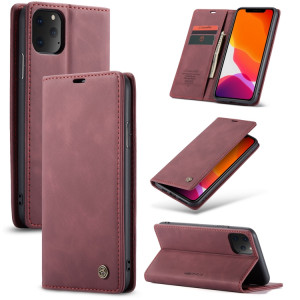 CaseMe-013 Etui à rabat horizontal multifonctionnel en cuir avec fente pour carte & support & portefeuille pour iPhone 11 Pro Max (Vin) SC303D612-20