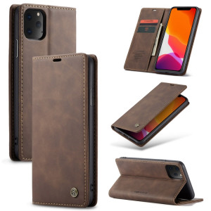 CaseMe-013 Etui à rabat horizontal multifonctionnel en cuir avec fente pour carte & support & portefeuille pour iPhone 11 Pro Max (café) SC303E1476-20