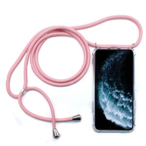 Coque pour téléphone portable Trasparent TPU à quatre coins et anti-chute avec cordon pour iPhone 11 Pro Max (Rose) SH303E1981-20