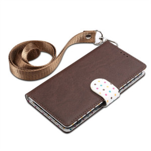 Etui à rabat horizontal en cuir avec fentes pour cartes, porte-monnaie et lanière pour iPhone 11 Pro Max (Marron) SH602C926-20