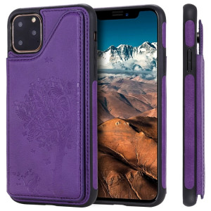 Pour iPhone 11 Pro Max Arbre à chat gaufrage, étui de protection antichoc avec fentes pour cartes et cadre photo (violet) SH011A416-20