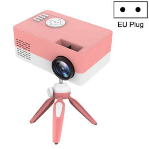 J15 1920 x 1080P HD Mini projecteur LED domestique avec support de montage sur trépied AV / HDMI x 1 / USB x1 / TF x 1, Type de prise: Prise UE (Rose Blanc) SH101C1624-20