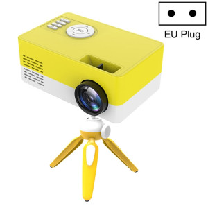 J15 1920 x 1080P HD Mini projecteur LED domestique avec support de montage sur trépied AV / HDMI x 1 / USB x1 / TF x 1, Type de prise: Prise UE (jaune blanc) SH101D1437-20