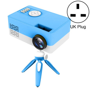 J15 1920 x 1080P HD Mini projecteur LED domestique avec support de montage sur trépied AV / HDMI x 1 / USB x1 / TF x 1, Type de prise: Prise UK (Bleu Blanc) SH103B1717-20