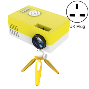 J15 1920 x 1080P HD Mini projecteur LED domestique avec support de montage sur trépied AV / HDMI x 1 / USB x1 / TF x 1, Type de prise: Prise UK (Jaune Blanc) SH103D1570-20