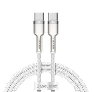 Baseus CATJK-C02 Cafule Series 100W Type-C / USB-C vers Type-C / USB-C Câble de données de charge en métal, longueur: 1 m (blanc) SB801B122-20