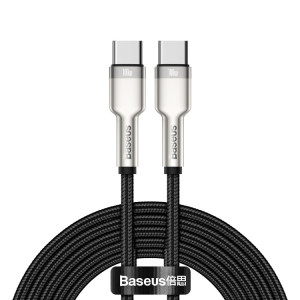 Baseus CATJK-D01 Cafule Series 100W Type-C / USB-C vers Type-C / USB-C Câble de données de charge métallique, longueur: 2 m (noir) SB802A1067-20