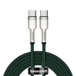 Baseus CATJK-D06 Cafule Series 100W Type-C / USB-C vers Type-C / USB-C Câble de données de charge en métal, longueur: 2 m (vert foncé) SB802D1723-20