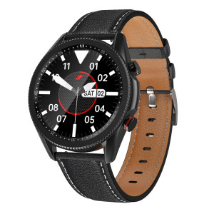 M98 1,28 pouces IPS écran couleur IP67 montre intelligente étanche, moniteur de sommeil de soutien / moniteur de fréquence cardiaque / appel Bluetooth, style: bracelet en cuir (noir) SH001A1318-20