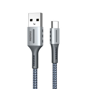 Remax RC-003a 2.4A Type-C / USB-C Barrett Series Charging Data Cable, Length: 1m(Silver) SR001B1655-20