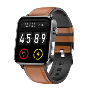 E86 1,7 pouce TFT Color Screen Smart Watch Smart Smart, Support Surveillance de l'oxygène sanguin / Surveillance de la température corporelle / Diagnostic médical de l'AI, Style: Bracelet en cuir (brun) SH401B165-20