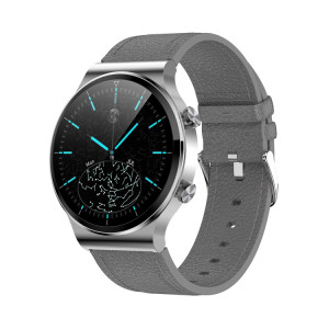 G51 1.28 pouces HD Touch Screen Smart Watch Smart Watch, Support Appel Bluetooth / Surveillance de la fréquence cardiaque / Surveillance de la tension artérielle, Style: Bracelet en cuir (gris) SH801A1588-20