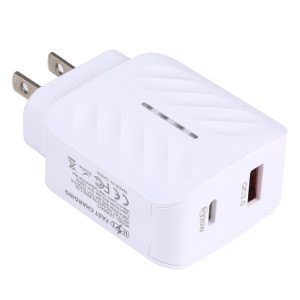 LZ-822A + C PD 20W USB-C / TYPE-C + QC 3.0 Chargeur de voyage rapide USB, USB SH2801128-20