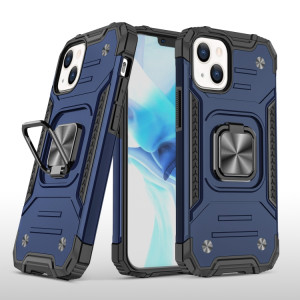 Armure magnétique TPU + TPU + PC avec porte-bague en métal pour iPhone 13 Pro (Bleu) SH403C228-20