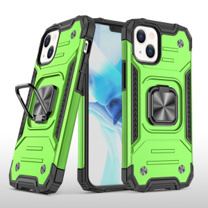 Coque TPU + PC à l'armure magnétique avec porte-bague en métal pour iPhone 13 Pro (Vert) SH403D1057-20