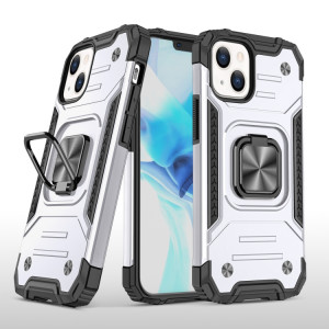 Armure magnétique TPU TPU + PC avec porte-bague en métal pour iPhone 13 Pro (argent) SH403G1427-20
