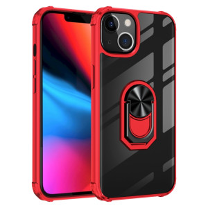 TPU TPU TPU + Acrylique transparent ultra-antichoc avec porte-bague pour iPhone 13 (rouge) SH702D1138-20