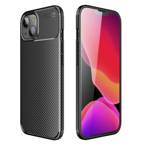 Texture en fibre de carbone Coque TPU antichoc pour iPhone 13 (noir) SH105A1672-20