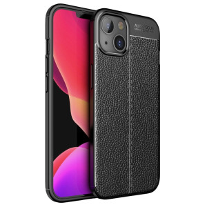 Cas de TPU TPU Texture de Litchi pour iPhone 13 (Noir) SH404A1174-20