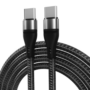 PD 60W USB-C / TYPE-C à USB-C / TYPE-C TRANSPORT DE DONNÉES DE DONNÉES NYLON NYLON, DU CÂBLE DE CÂBLE: 2M (Noir) SH602A445-20