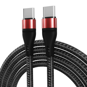PD 60W USB-C / TYPE-C à USB-C / Type-C Chargement rapide du nylon TRAIDÉ DE DONNÉES DE DONNÉES, Longueur du câble: 2M (rouge) SH602B362-20