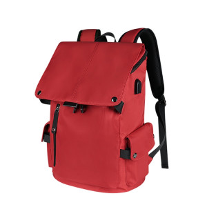 Sac à dos pour ordinateur portable universel SJ02 13-15.6 pouces avec port de chargement USB (rouge vin) SH601A1931-20