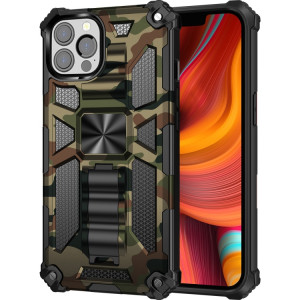 Camouflage Armure antichoc TPU + PC Cas de protection magnétique avec support pour iPhone 13 Pro (Army Green) SH503B1027-20