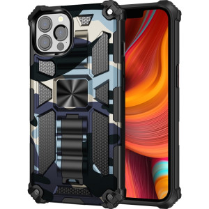 Armure de camouflage TPU + PC Cas de protection magnétique avec support pour iPhone 13 Pro (bleu marine) SH503C152-20