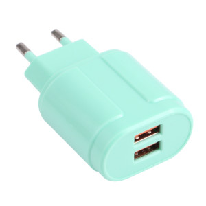 13-22 2.1A Dual USB Macarons Chargeur de voyage, Plug UE (Vert) SH401B510-20