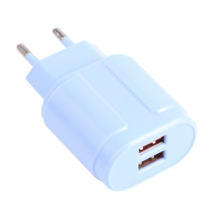 13-22 2.1A Dual Macarons USB Chargeur de voyage, Plug UE (bleu) SH401C1102-20