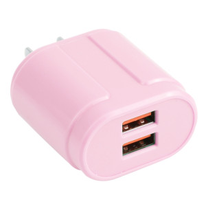 13-22 2.1A Dual Macarons USB Chargeur de voyage, Fiche américaine (rose) SH402A1882-20