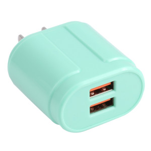13-22 2.1A Dual Macarons USB Chargeur de voyage, Bouchon américain (vert) SH402B1306-20
