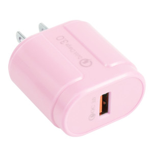 13-3 QC3.0 Accès à l'interface USB unique Chargeur de voyage, Fiche américaine (rose) SH702A57-20