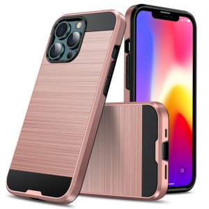 Texture brossée Cas de protection antichoc pour iPhone 13 Pro (Rose Gold) SH903J484-20